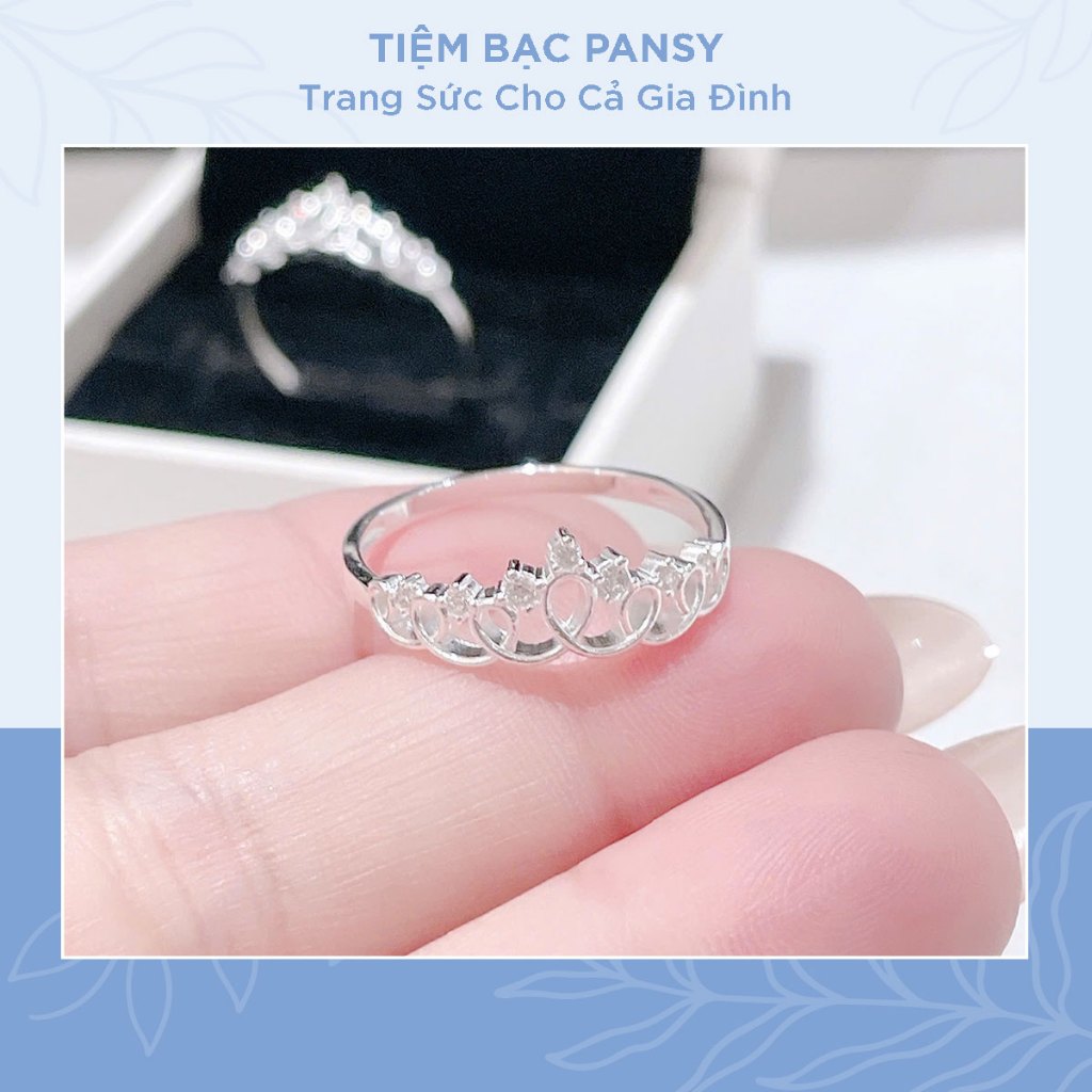 Nhẫn bạc nữ PANSY vương miện công chúa nạm đá cao cấp