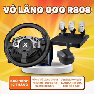 Vô Lăng Chơi Game & Học Lái Xe GOG R808 - Vòng Quay 1080 Độ & Kèm Hộp Số - Bàn Đạp Kim Loại