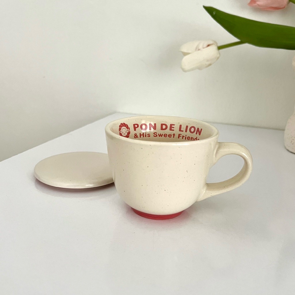| gốm Nhật 2hand | Ly có nắp mister donut men tiêu 9x8cm