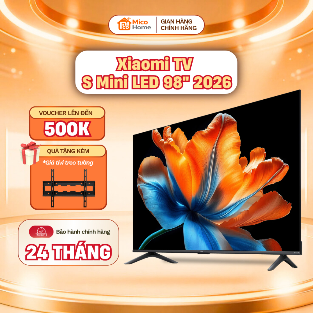 Tivi thông minh Xiaomi S Mini Led 98 Inch 2026 - 4K QLED, Google TV có tiếng Việt - BH 2 Năm tại nhà