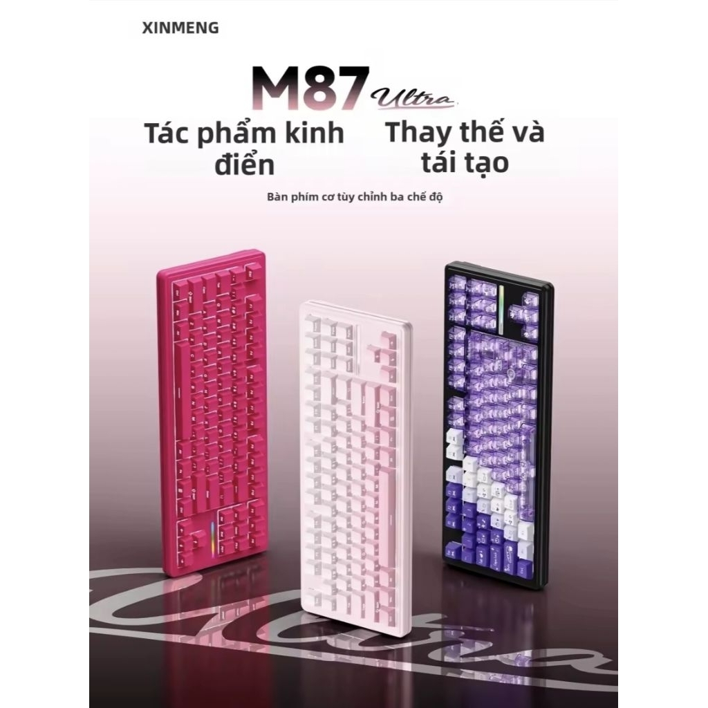 (Hoả tốc) Bàn phím cơ không dây 3 mode Xinmeng M87 Pro V2, M87 Ultra, hotswap pin 10.000mAh