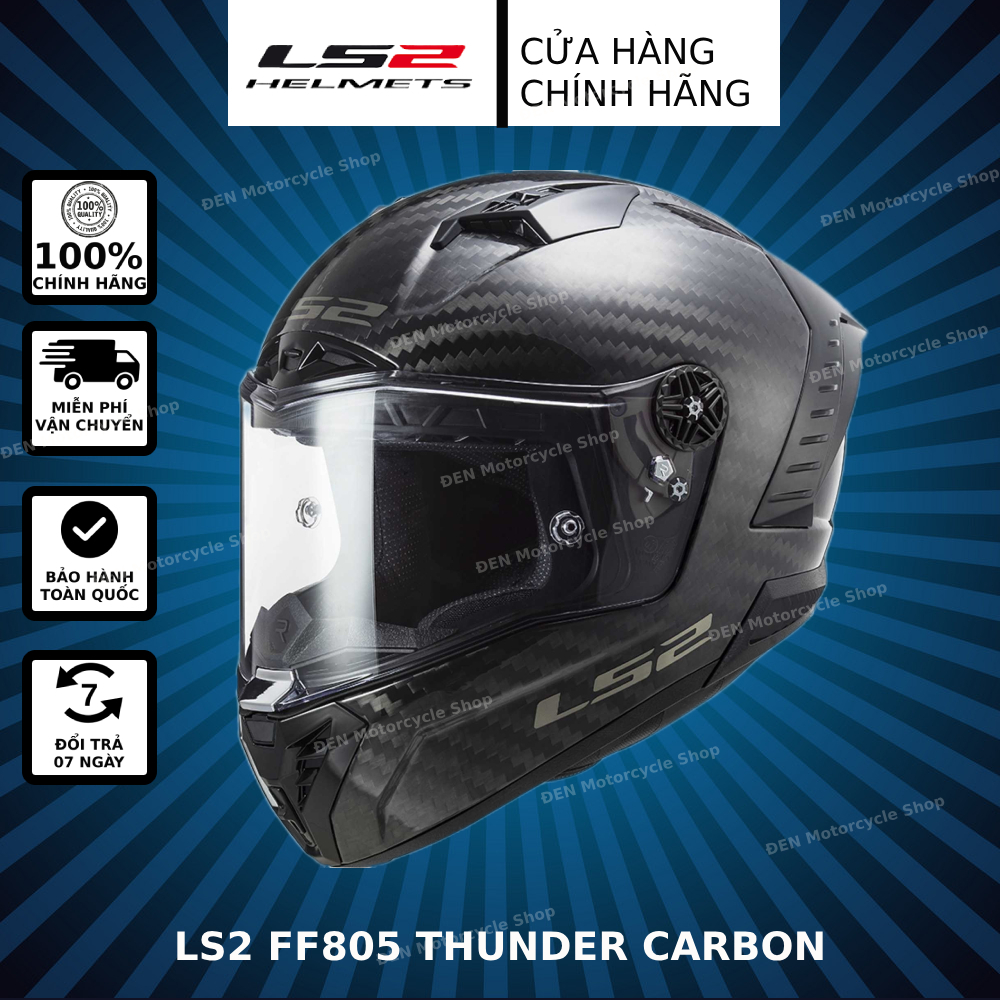 Mũ Bảo Hiểm Fullface LS2 FF805 THUNDER RACING CARBON Chính Hãng -Mũ Bảo hiểm Fullface Lái Xe An Toàn