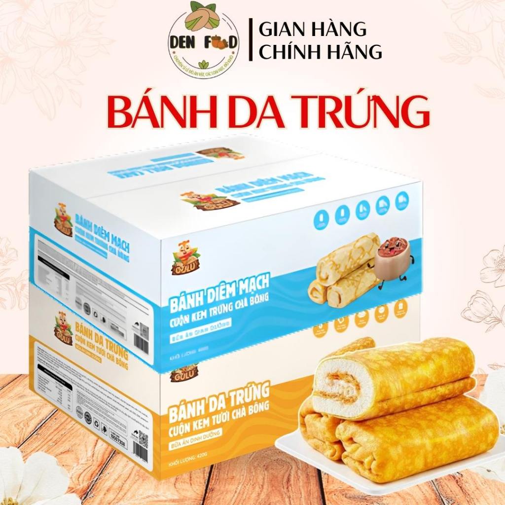 Bánh Trứng Cuộn Chà Bông, Bánh Diêm Mạch của Gulu Foods - Ăn Vặt Denfood