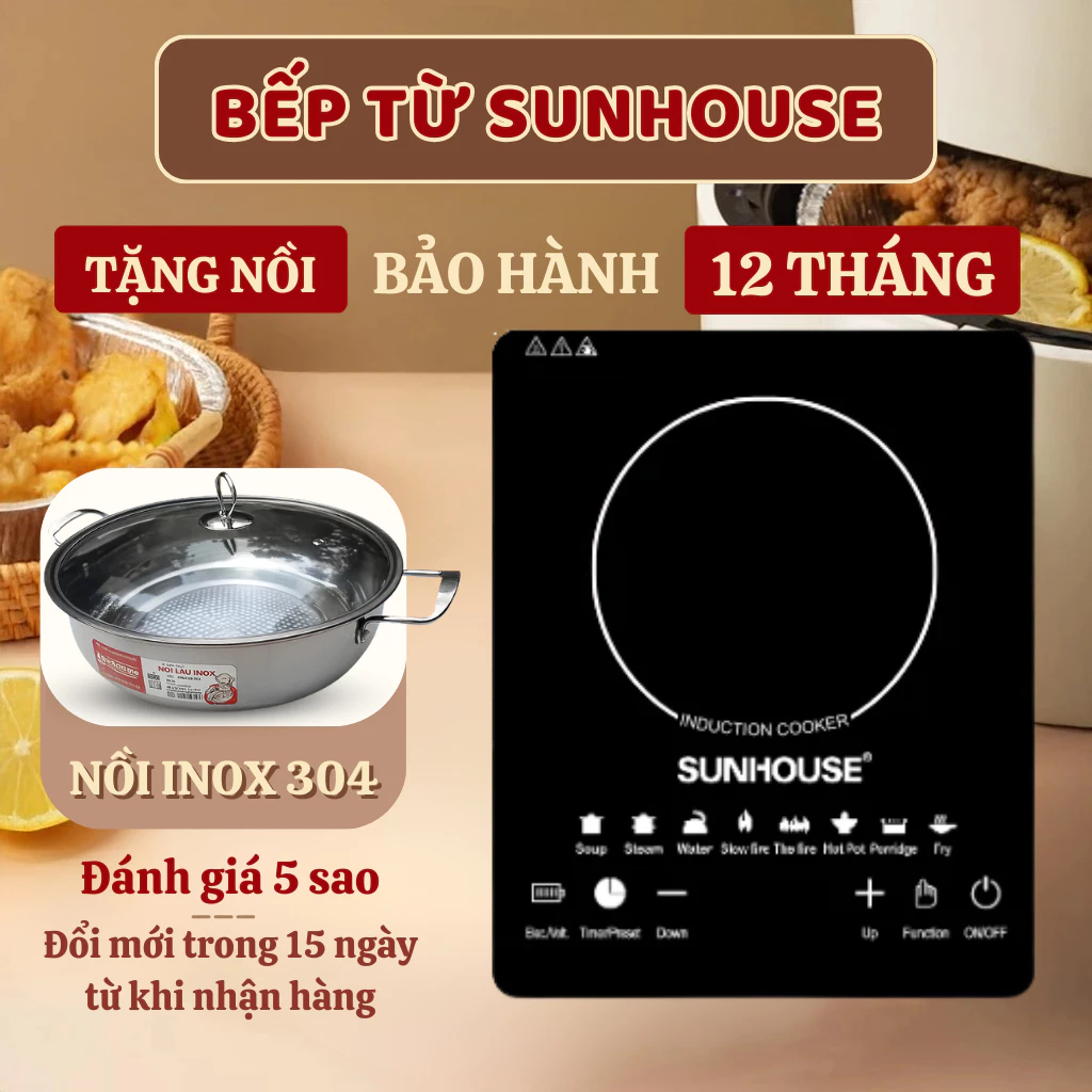 [Tặng kèm nồi innox] Bếp Từ Cảm Ứng SUN. HOUS 2200W. bảo hành 24 tháng