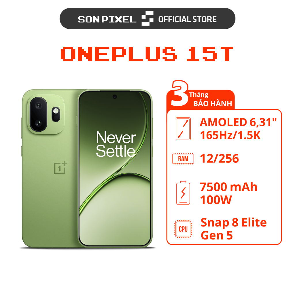 [Máy Cũ] Điện Thoại OnePlus 15T, Chip Snapdragon 8 Elite Gen 5, Màn hình 6.32 inch 165 Hz. SonPixel