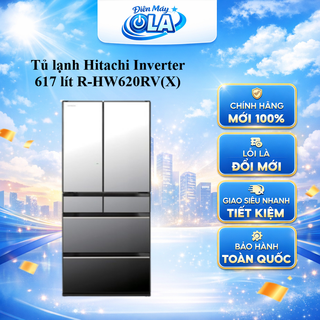 R-HW620RV(X) / R-HW620RV(XK) - Tủ Lạnh Nhật Bản 617L Hitachi (Làm đá tự động) - HÀNG CHÍNH HÃNG