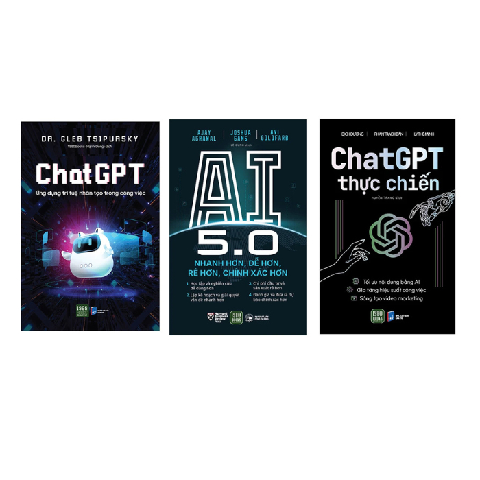 Sách Combo 3 cuốn Chat GPT + Chat GPT Thực Chiến + AI 5.0