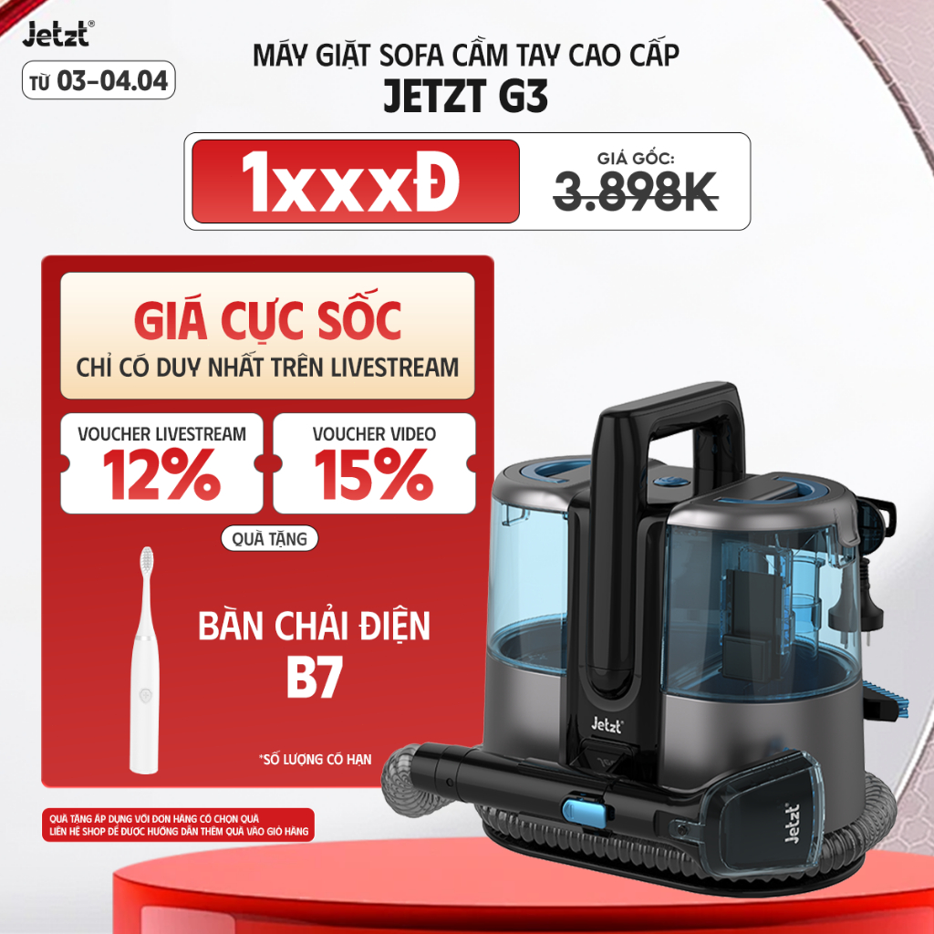 Máy giặt cầm tay cao cấp Jetzt dành cho ghế sofa, nệm thảm