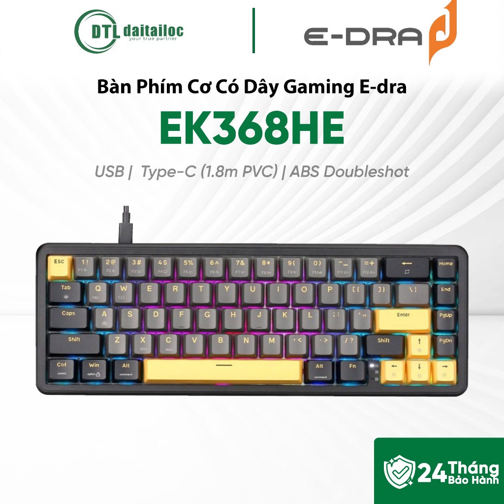 Bàn phím cơ có dây gaming E-dra EK368HE (Magnet Switch Keyboard) - Bàn phím cơ 67 nút | Chính hãng