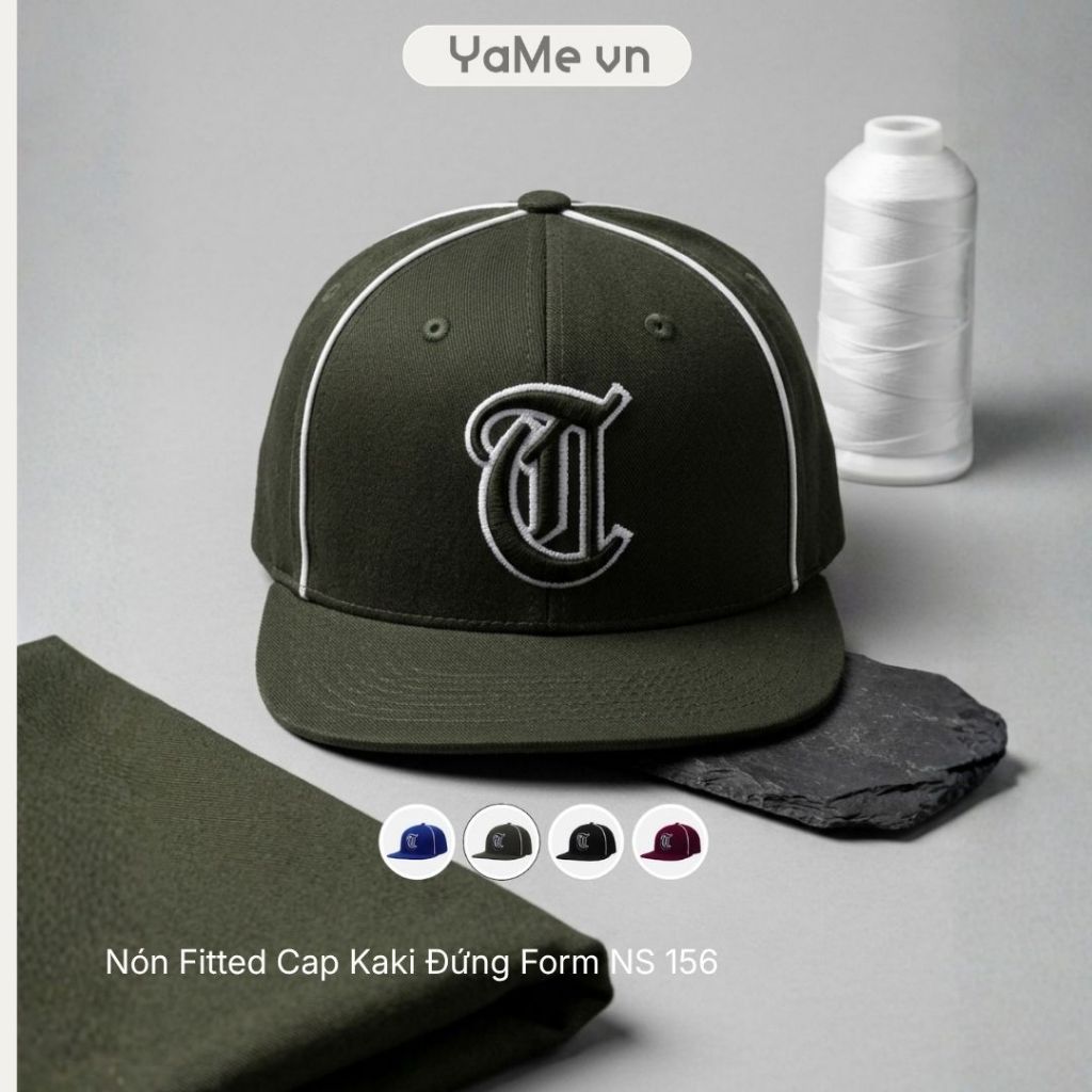 Nón Fitted Cap Kaki Đứng Form NS 156 24115 |YaMe|