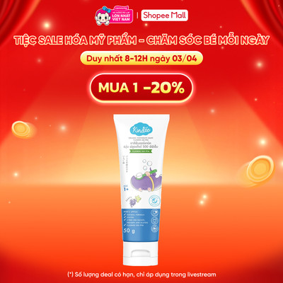 Kem đánh răng hữu cơ hương nho  Kindee  Flouride 500ppm (50g)