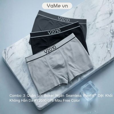 Combo 3 Quần Lót Boxer Nam Ngắn Seamless FlexFit™ Dệt Khối Không Hằn Da #Y2010 078 20790 |YaMe|