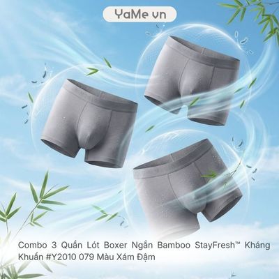 Combo 3 Quần Lót Boxer Nam Ngắn Bamboo StayFresh™ Kháng Khuẩn #Y2010 079 20791 |YaMe|