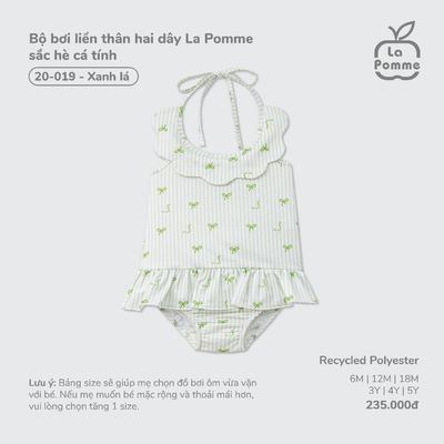 Bộ bơi liền thân hai dây La Pomme sắc hè cá tính - Chất liệu Recycled Polyester mềm nhẹ, nhanh khô – Bé gái - 6M - 5Y