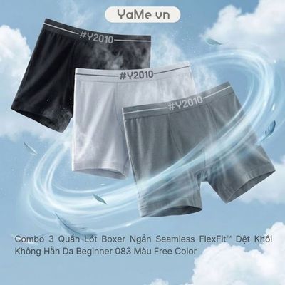 Combo 3 Quần Lót Boxer Nam Ngắn Seamless FlexFit™ Dệt Khối Không Hằn Da #Y2010 083 21580 |YaMe|