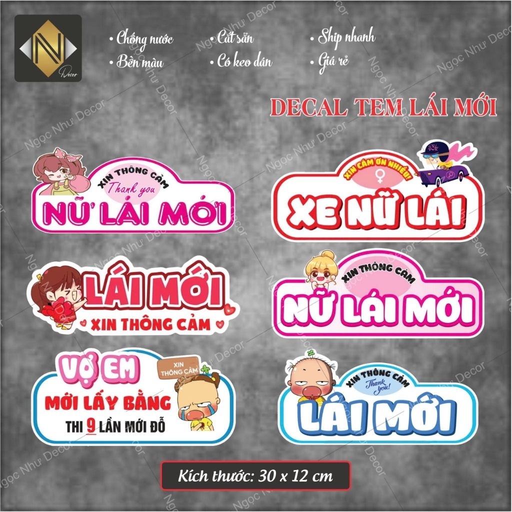 Decal nhựa chống nước TEM LÁI MỚI 30x12 - dán xe hơi, ô tô.