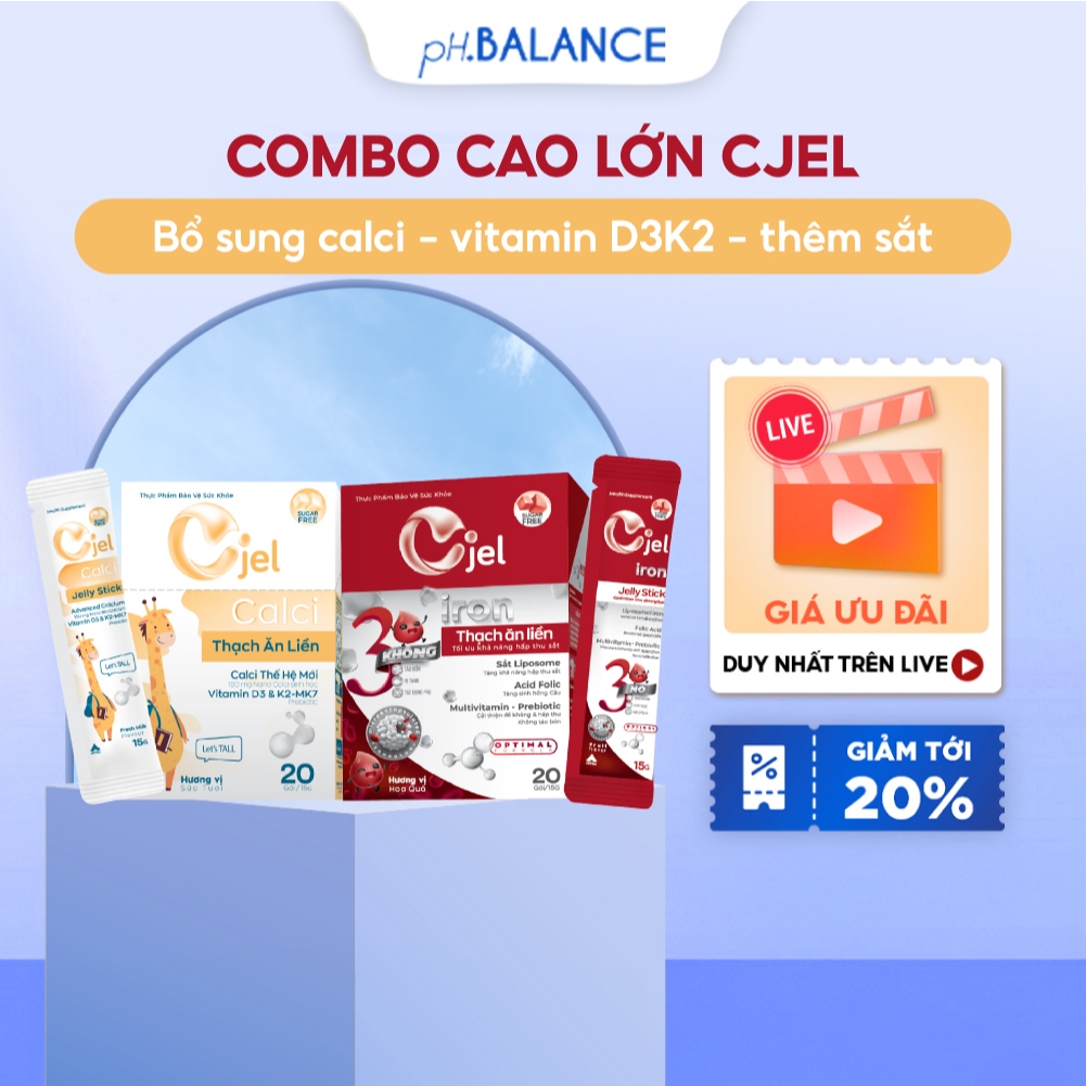 Combo Thanh Dinh Dưỡng Cao Lớn Thạch Cjel Calci, Cjel Iron - Bổ Sung Calci, Sắt Tăng Cường Sức Đề Kh