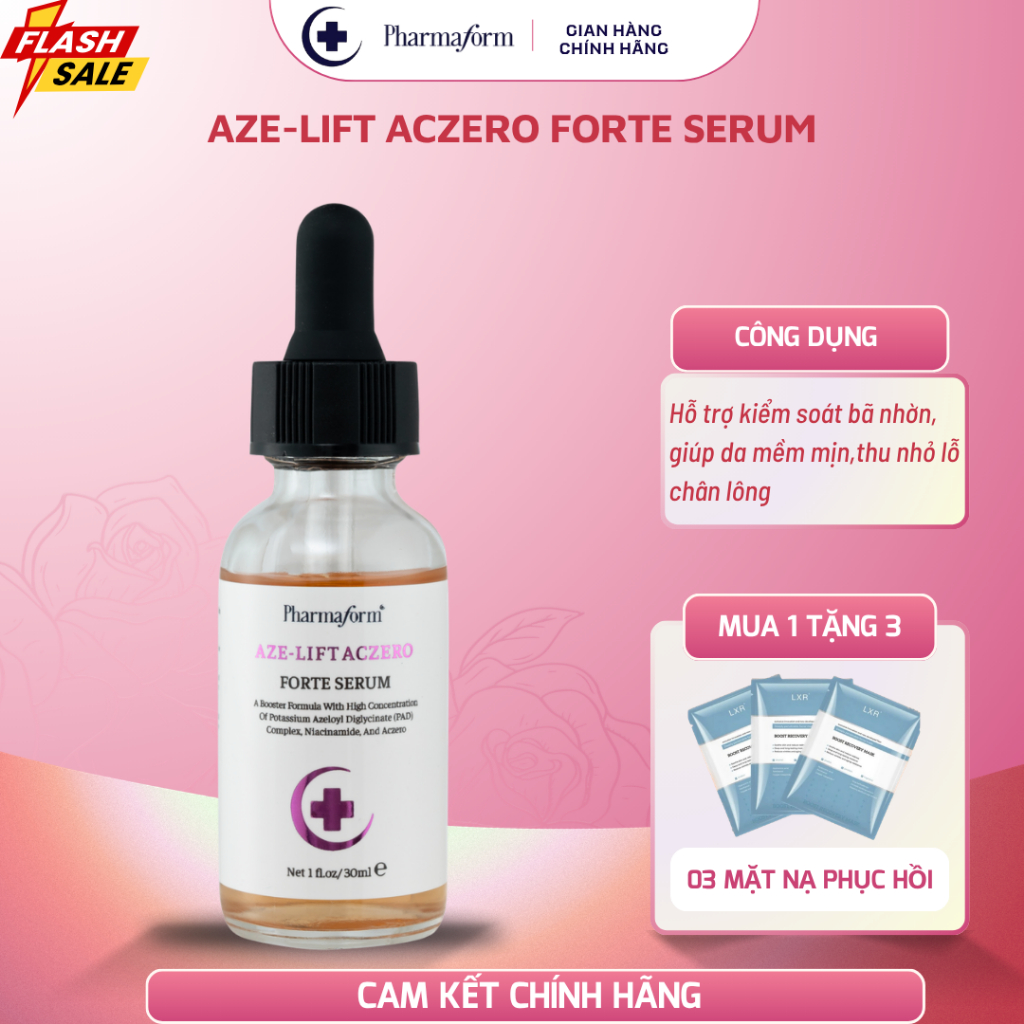 ✅ MUA 1 TẶNG 3 Pharmaform Aze Lift Aczero Forte Serum Hỗ trợ kiểm soát bã nhờn thu nhỏ lỗ chân lông