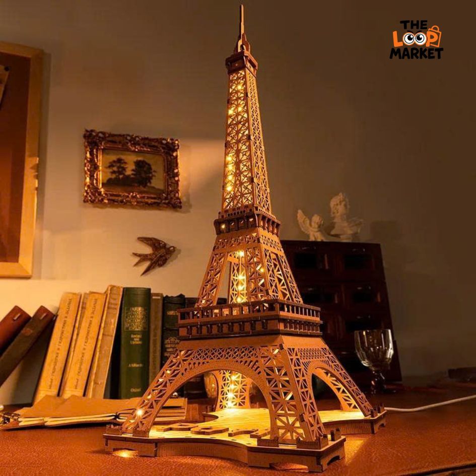 Mô hình Lắp Ráp Bằng Gỗ Robotime 3D.Tháp Eiffel Về Đêm. Rolife Night of the Eiffel Tower TGL01. Có đ