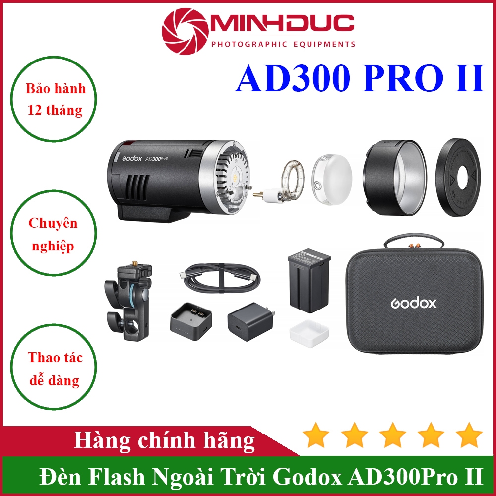 Đèn Flash ngoài trời Godox AD300 Pro II All-in-One. Hàng chính hãng