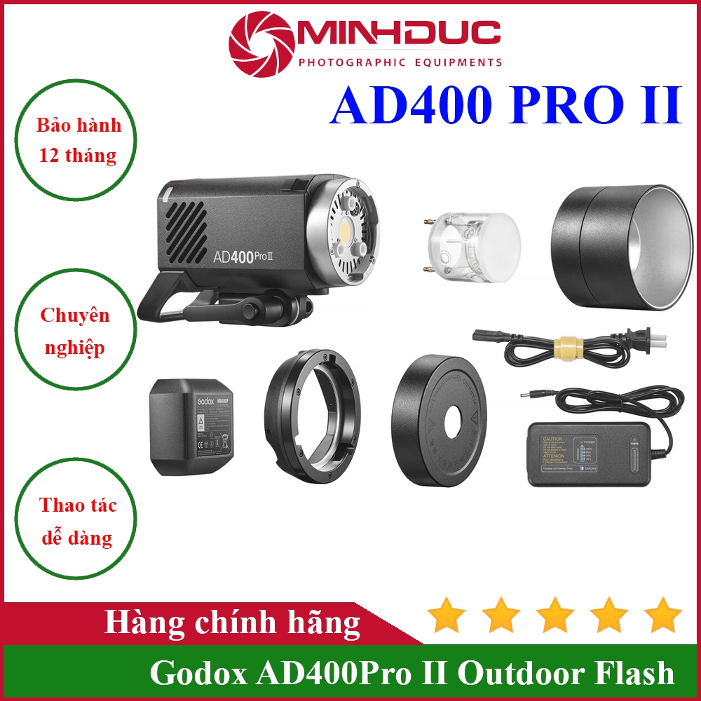 Đèn Flash ngoại cảnh Godox AD400 Pro II All-in-One. Hàng chính hãng