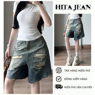 [SJDM01] QUẦN SHORT JEAN LỬNG NỮ LƯNG CAO RÁCH CÀO TE TUA MÀU LOANG XANH CÁ TÍNH PHÁ CÁCH