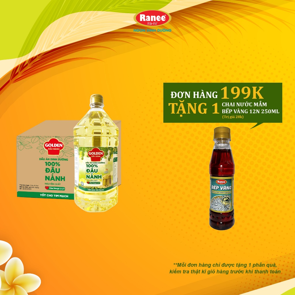 {Đơn 199k tặng chai nước mắm} Thùng Dầu Đậu Nành cao cấp Golden 2 lít (2 lít x 6 chai)