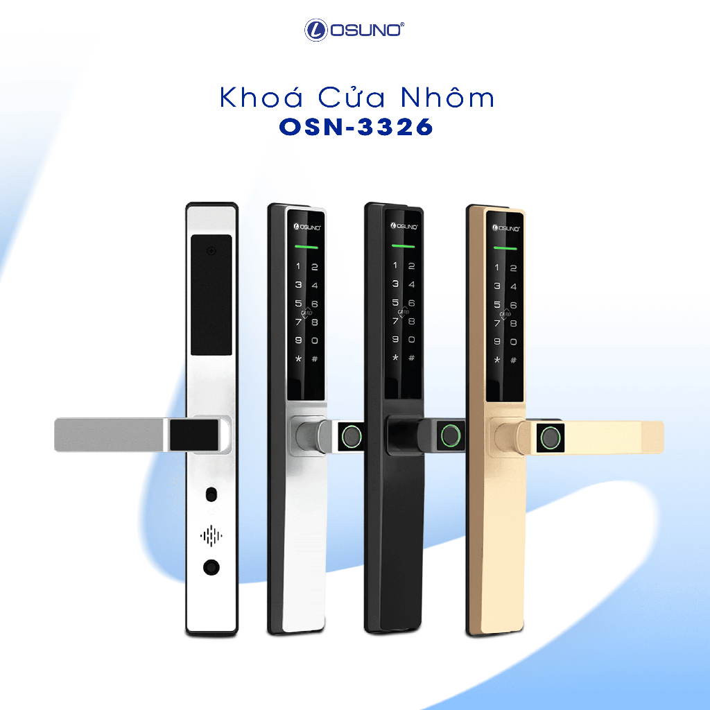 Khóa thông minh OSUNO nhôm hệ OSN-3326 | Đen, Vàng, Bạc | IP65 - Hàng chính hãng