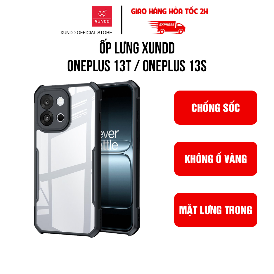 Ốp lưng XUNDD OnePlus 13T/ OnePlus 13S - Viền TPU, Chống sốc, Mặt lưng trong