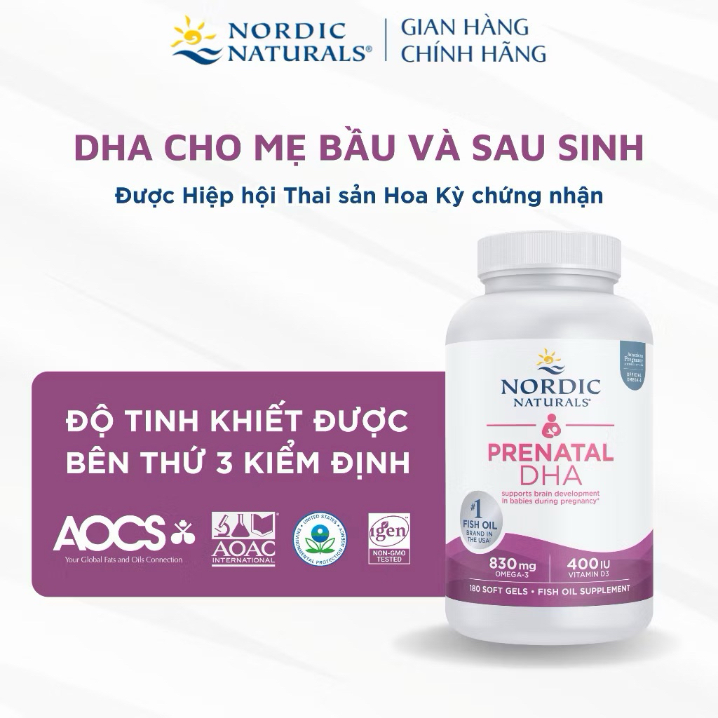 Tpbvsk Nordic Naturals Prenatal Dha lọ 180 viên nang mềm - Dha bầu