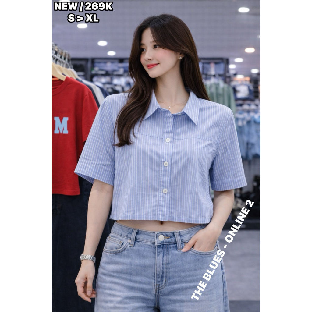 Áo Sơ Mi Croptop Nữ Ngắn Tay - The Blues 23-N60