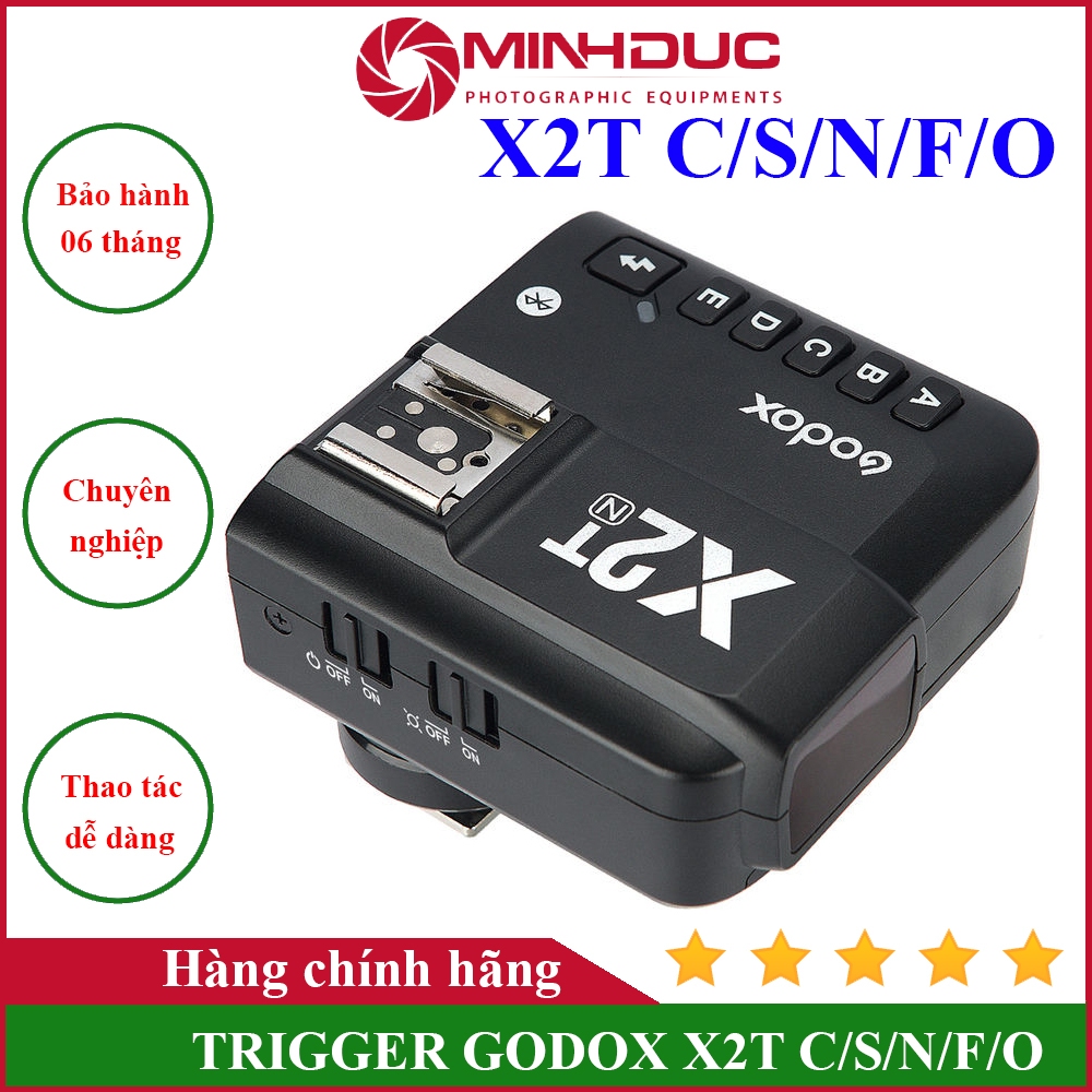 Trigger Godox X2T dùng cho máy ảnh Canon, Sony, Nikon, Fujfilm, Olympus. Hàng chính hãng - MINH ĐỨC 