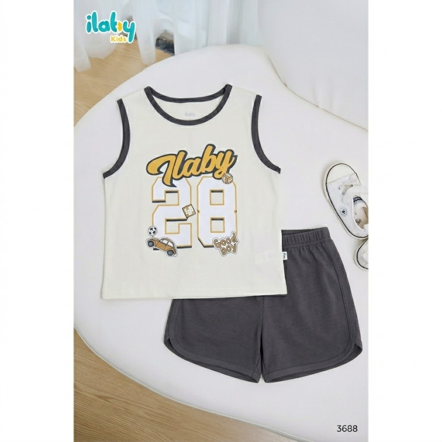 [ILABY 10-40kg] Bộ quấn áo bé trai, bộ 3 lỗ bé trai chất liệu cotton phong cách thể thao [3688]
