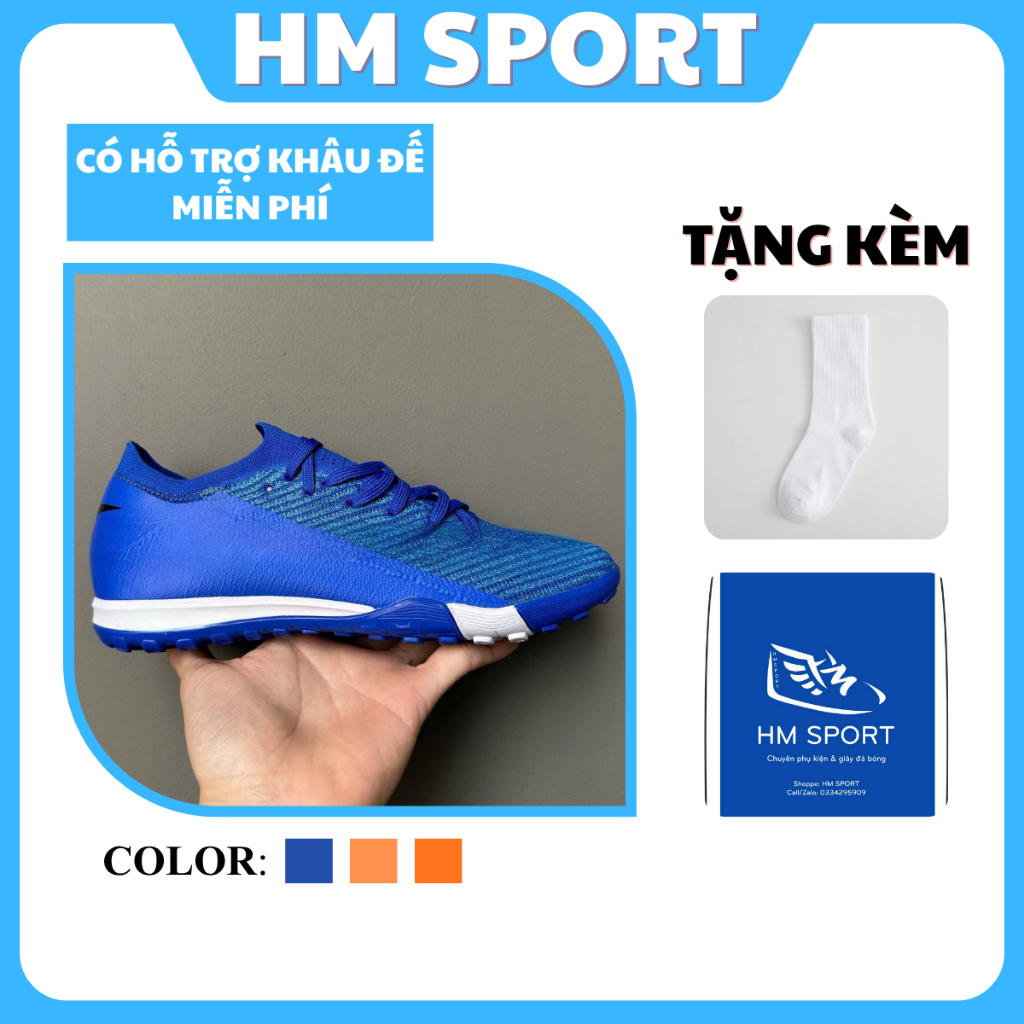 Giày Đá Bóng 16 Elite HM SPORT Đế Đinh TF Bám Sân Tặng Kèm Tất Và Túi Rút.