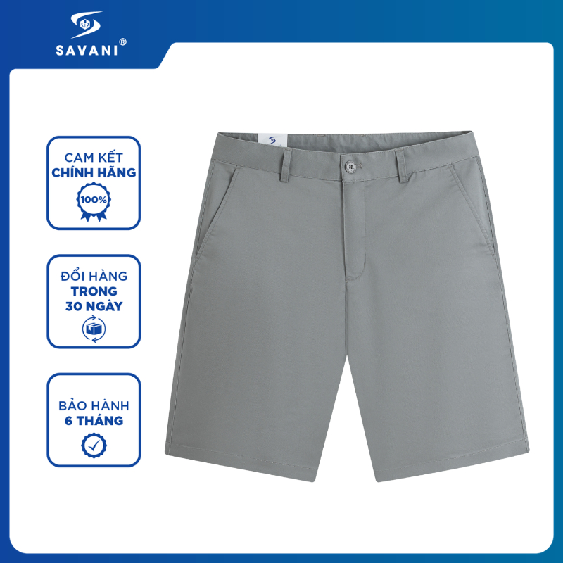 Quần Short Khaki Nam SAVANI Form Reguler Fit, Cạp Âu Thoáng Mát Trẻ Trung MSOS101S6