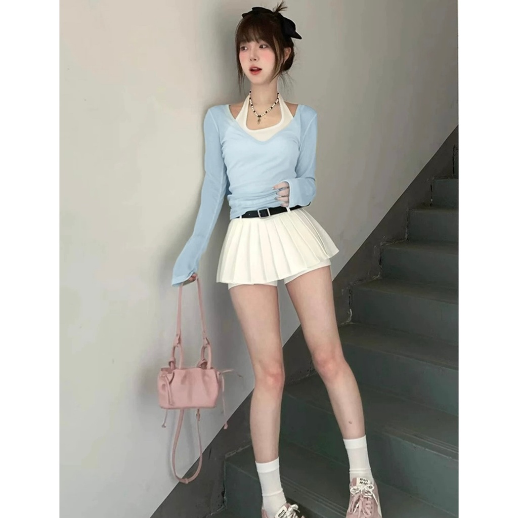 [SET 2 MÓN] Set Áo Thun Giấy Đi Biển Kèm Áo Yếm Choàng Cổ Phong Cách Hàn Quốc Phù Hợp Mùa Hè Giveme.clothing_saigon | BigBuy360 - bigbuy360.vn
