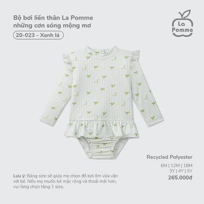 Bộ bơi liền thân La Pomme những cơn sóng mộng mơ - Chất liệu Recycled Polyester mềm nhẹ, nhanh khô – Bé gái - 6M - 5Y