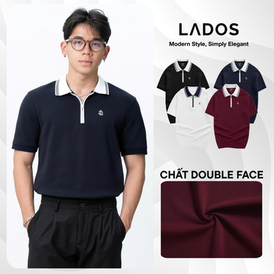 Áo Polo Ngắn Tay Nam LADOS-9223 form regular fit chất cá sấu interlock thiết kế dây kéo sang trọng