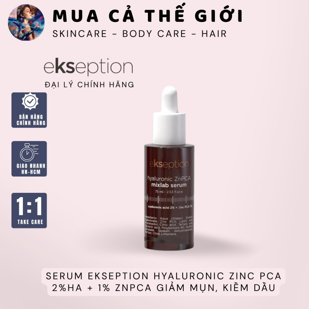 [Hàng CTY] Serum Ekseption Hyaluronic Zinc PCA, HA + 1% ZnPCA giảm mụn, kiềm dầu
