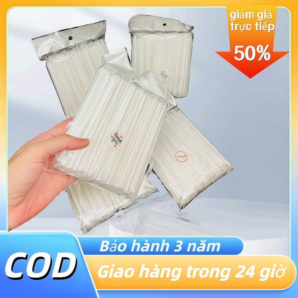 Túi 500 ống hút có màng bọc 4mm - ống hút yakult, probi, sữa tươi