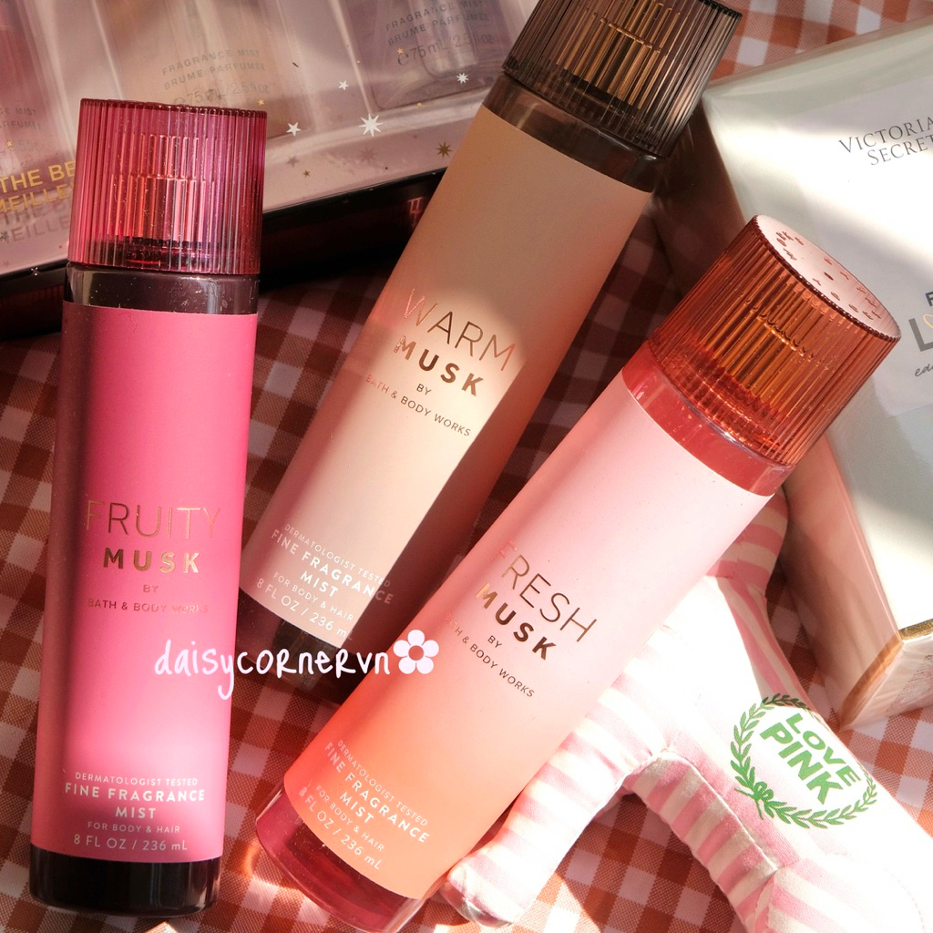 [🇺🇸Bill Mỹ] Fresh Musk - Fruity Musk - Warm Musk - Xịt thơm toàn thân Body Mist BBW
