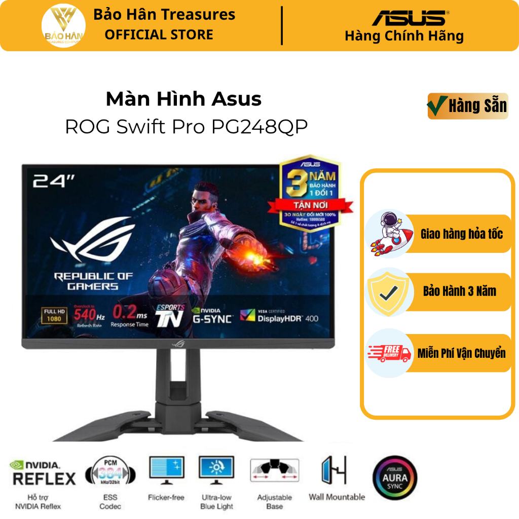Màn Hình ASUS ROG Swift Pro PG248QP 24.1 inch TN FHD 540Hz 0.2ms - Hàng Chính Hãng