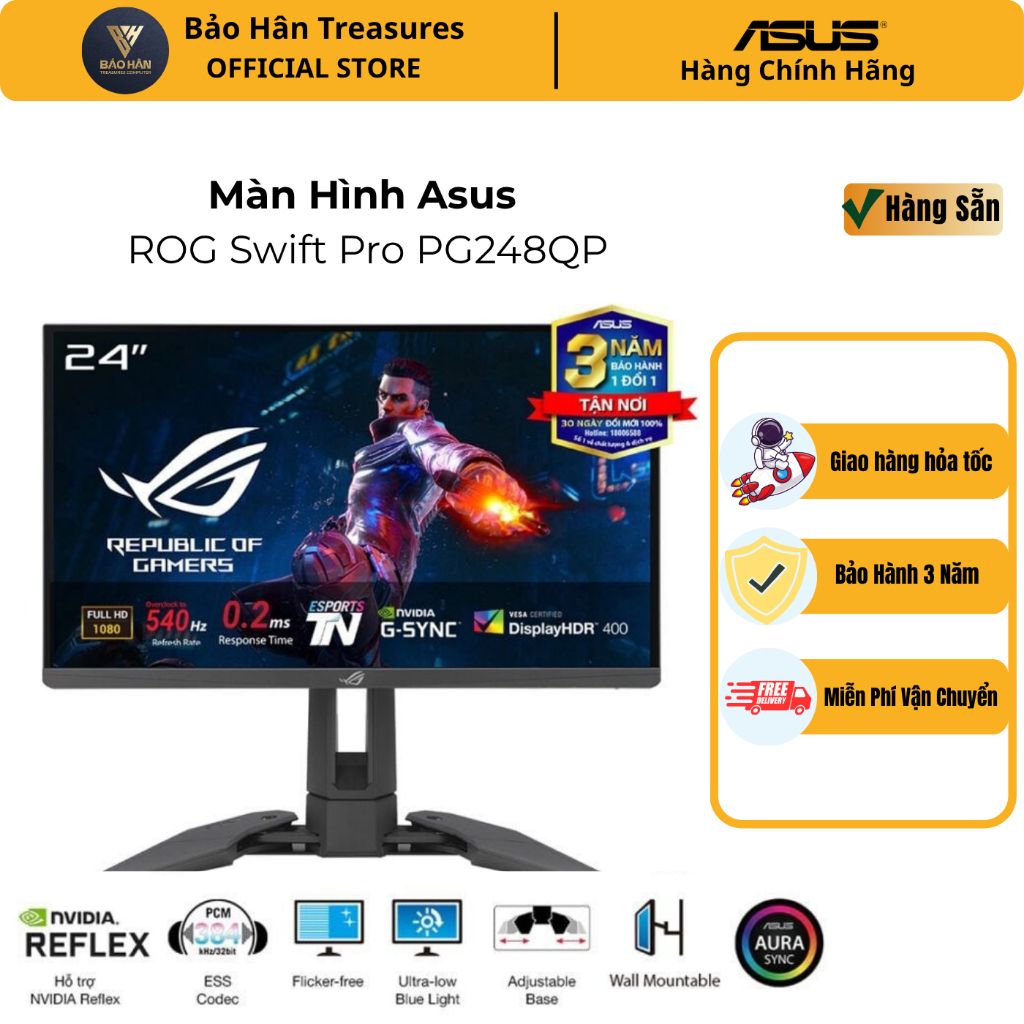 Màn hình ASUS Swift Pro PG248QP 24" 540Hz G-Sync chuyên game  - Hàng Chính Hãng