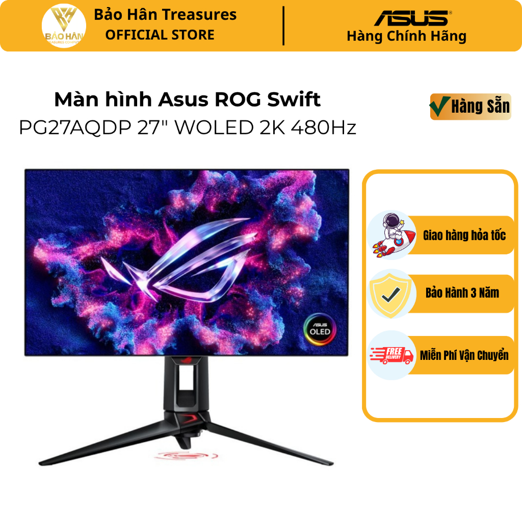 Màn hình Gaming Asus ROG Swift PG27AQDP 27" WOLED 2K (2560 x 1440) 480Hz, Gsync, DisplayHDR™ 400 Tru