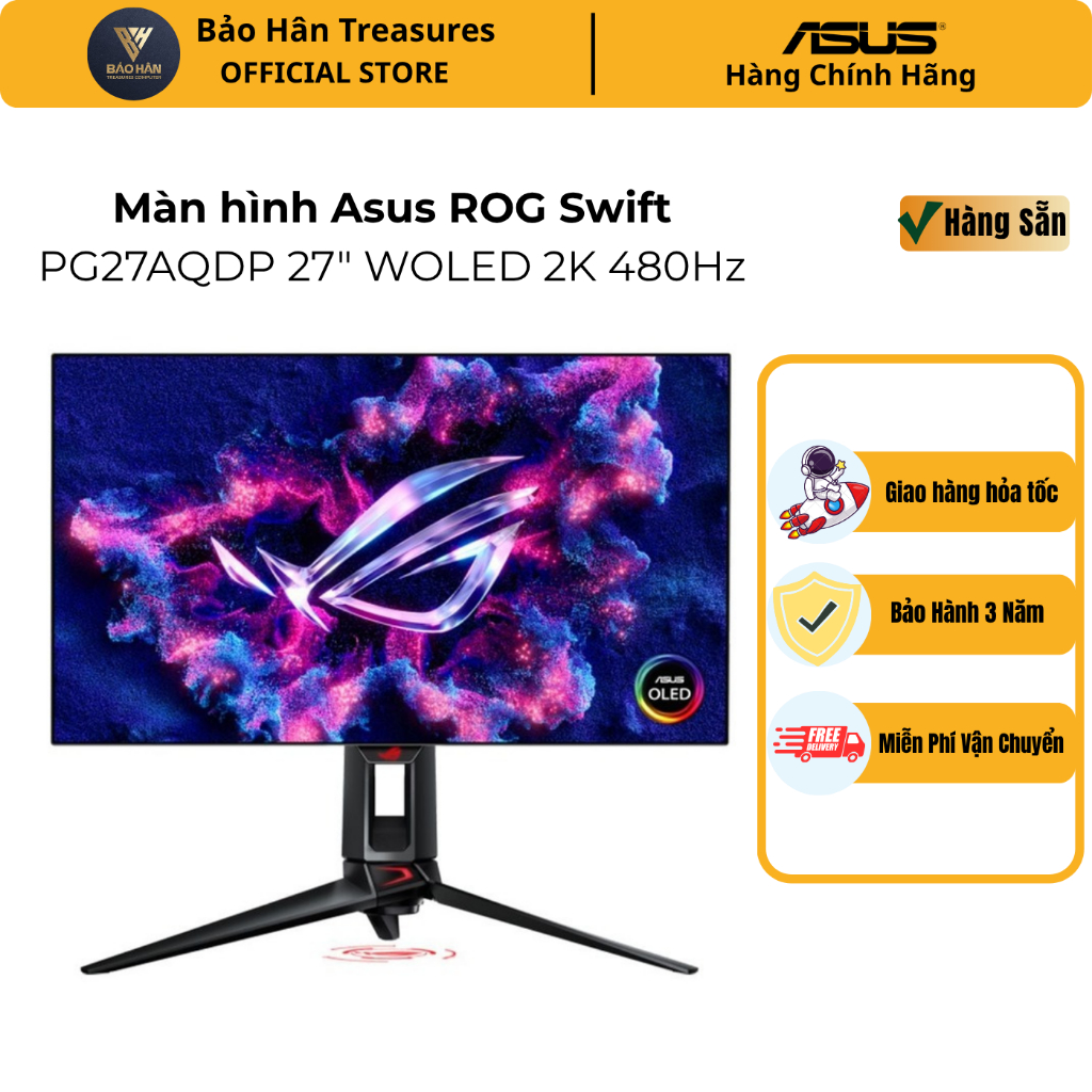 Màn hình Gaming Asus ROG Swift PG27AQDP 27" WOLED 2K 480Hz Gsync - Hàng Chính Hãng