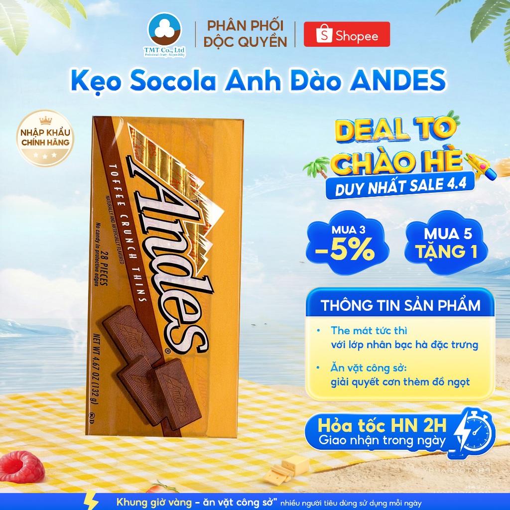 Kẹo Socola Andes Vị Caramel Toffee Crunch 132g