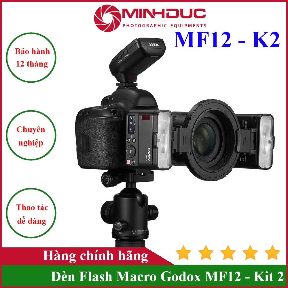 Đèn Flash Macro Godox MF12 - Kit 2, Bảo hành chính hãng 12 tháng