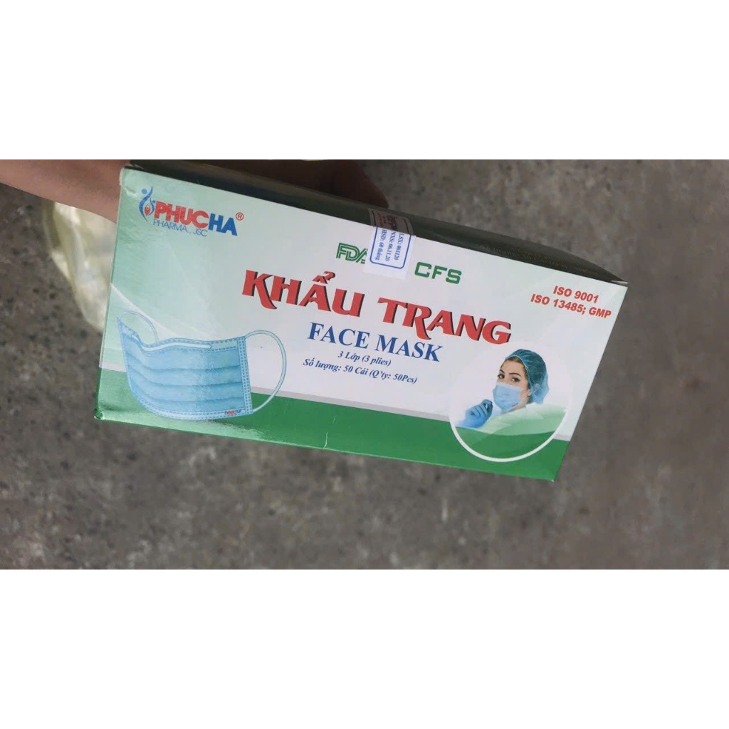 Khẩu trang y tế 3 lớp chưa tiệt trùng Phúc Hà (50 cái /hộp)