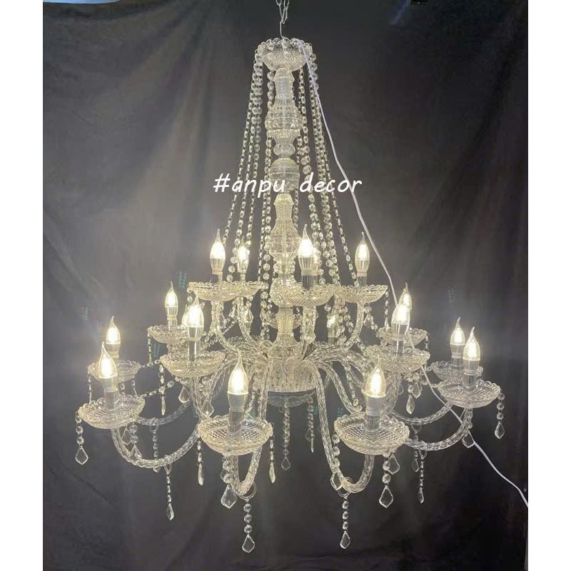 💡 Đèn Chùm 20 Tay Cao Cấp Sang Trọng Treo Trần Trang Trí Phòng Khách, Studio, Tiệc Cưới Sự Kiện