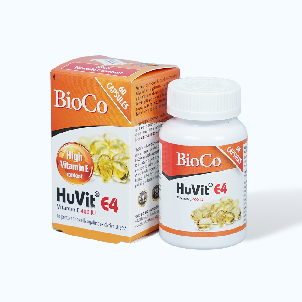 Viên uống Bioco Huvit E4 hỗ trợ bổ sung vitamin E cho cơ thể (Hộp 60 viên)